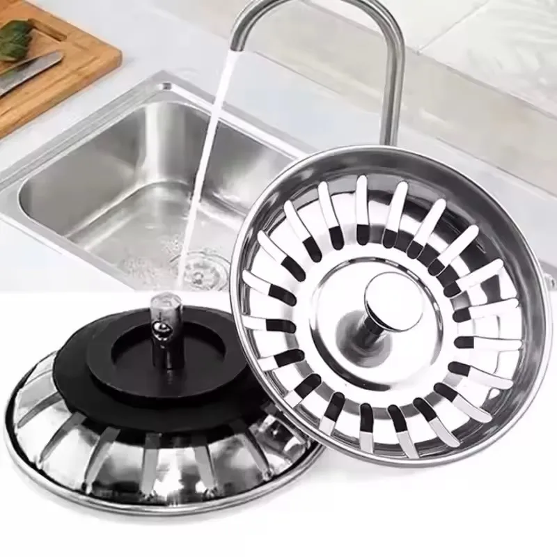 Commercial Kitchen Bin - ステンレス鋼シンクストレーナープラグキッチン廃棄物排水フィルターバスケット水栓ストッパー浴室洗面台ハードウェアアクセサリー