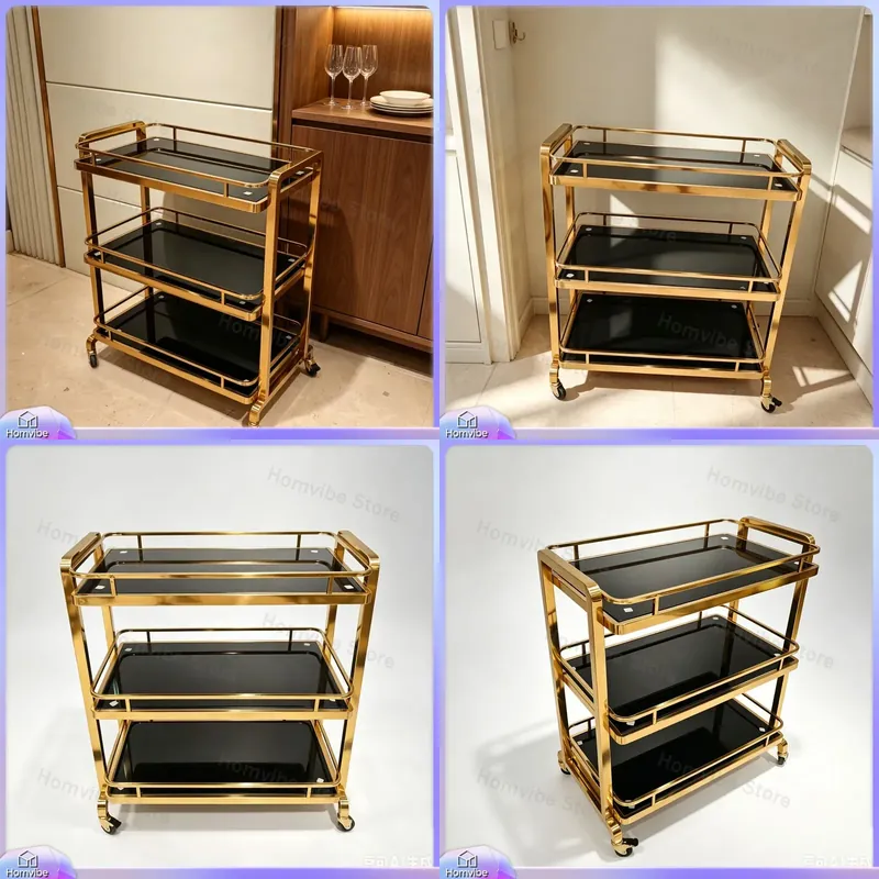 Commercial Kitchen And Bar - ステンレス製3段式移動式キッチンワゴン、業務用レストラン、フードサービス、バー、ワインラック、美容院向け。