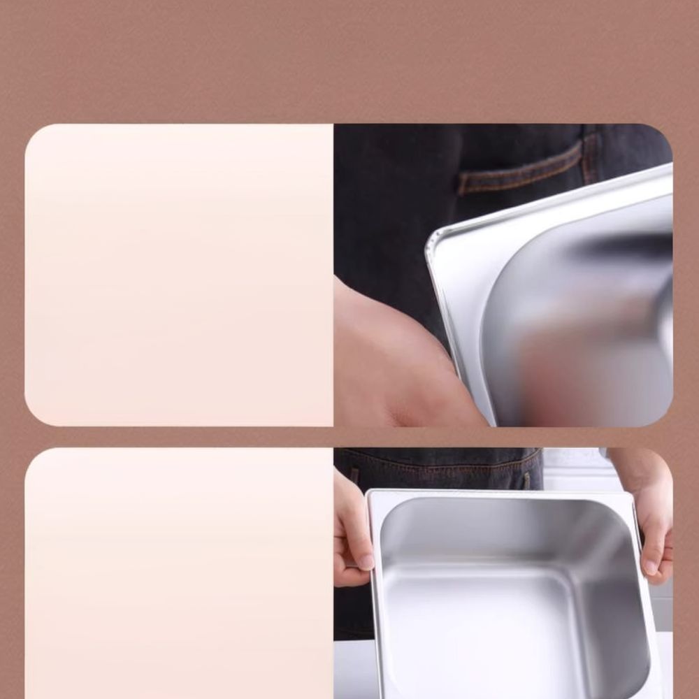 Commercial Kitchen Bin - 高級ステンレス製ガストロノーム容器（蓋付き）。ビュッフェレストランや厨房で使用できる業務用食品保存ボックス。