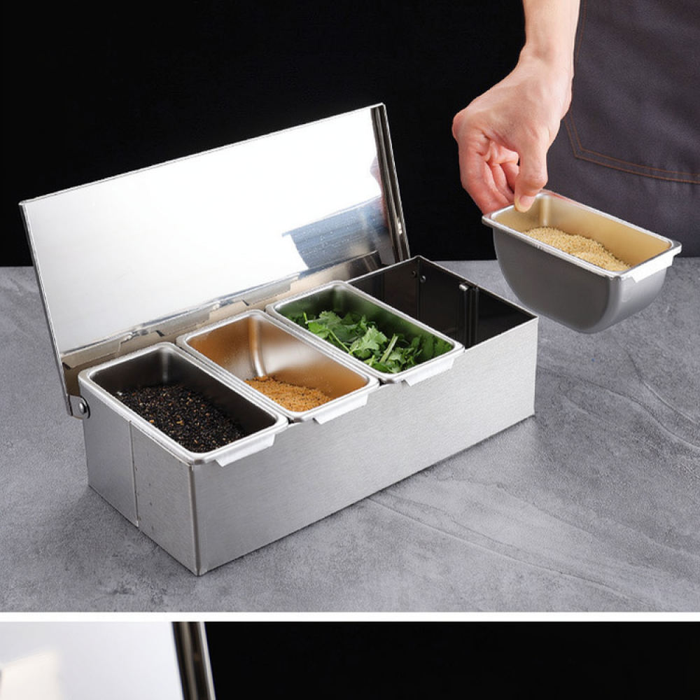 キッチン用調味料収納ボックス。丈夫なスチール製で、蓋付き。食 - Commercial Kitchen Bin のレビューと価格