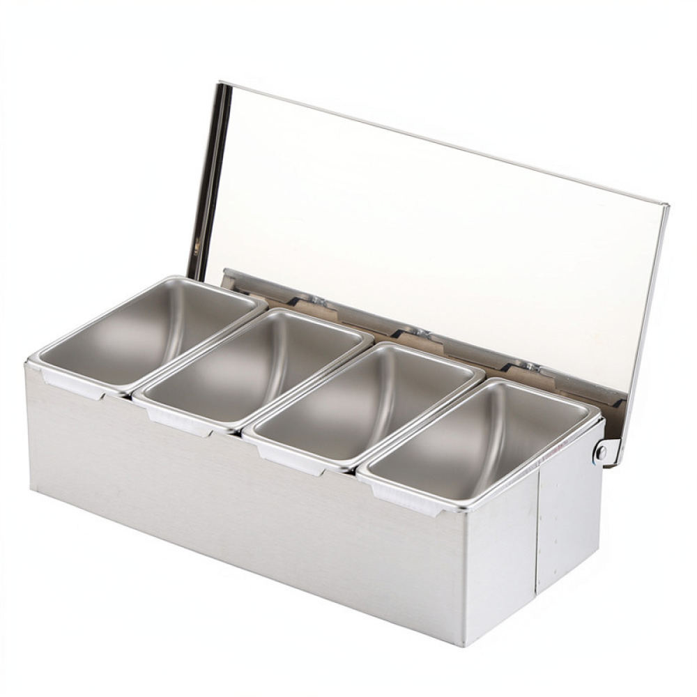 キッチン用調味料収納ボックス。丈夫なスチール製で、蓋付き。食 - Commercial Kitchen Bin のレビューと価格