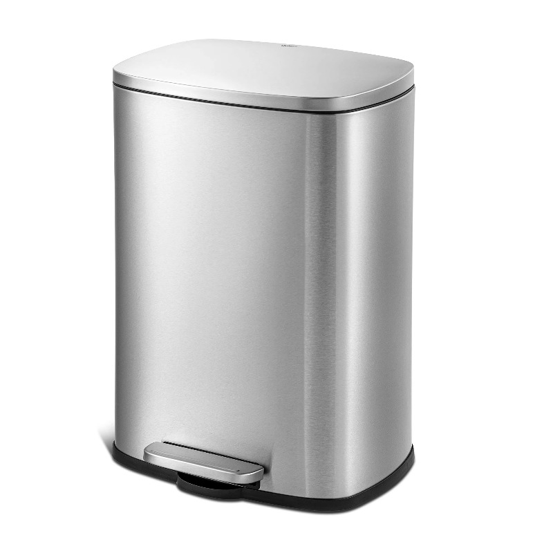 指紋に強いソフト蓋付きゴミ箱、頑丈なハンドルレスステンレス製 - Commercial Kitchen Bin のレビューと価格
