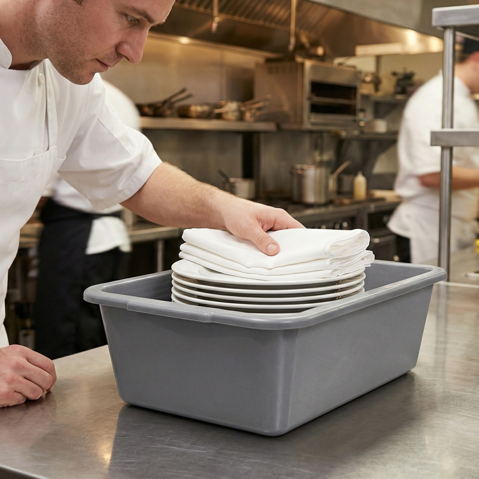長方形の収納ボックス2個セット。丈夫なプラスチック製で、バス - Commercial Kitchen Bin のレビューと価格